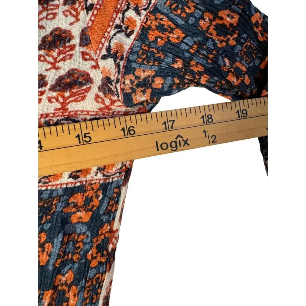 Free People Caravan Patchwork Rayon Button Down shirt XS - Picture 5 of 8